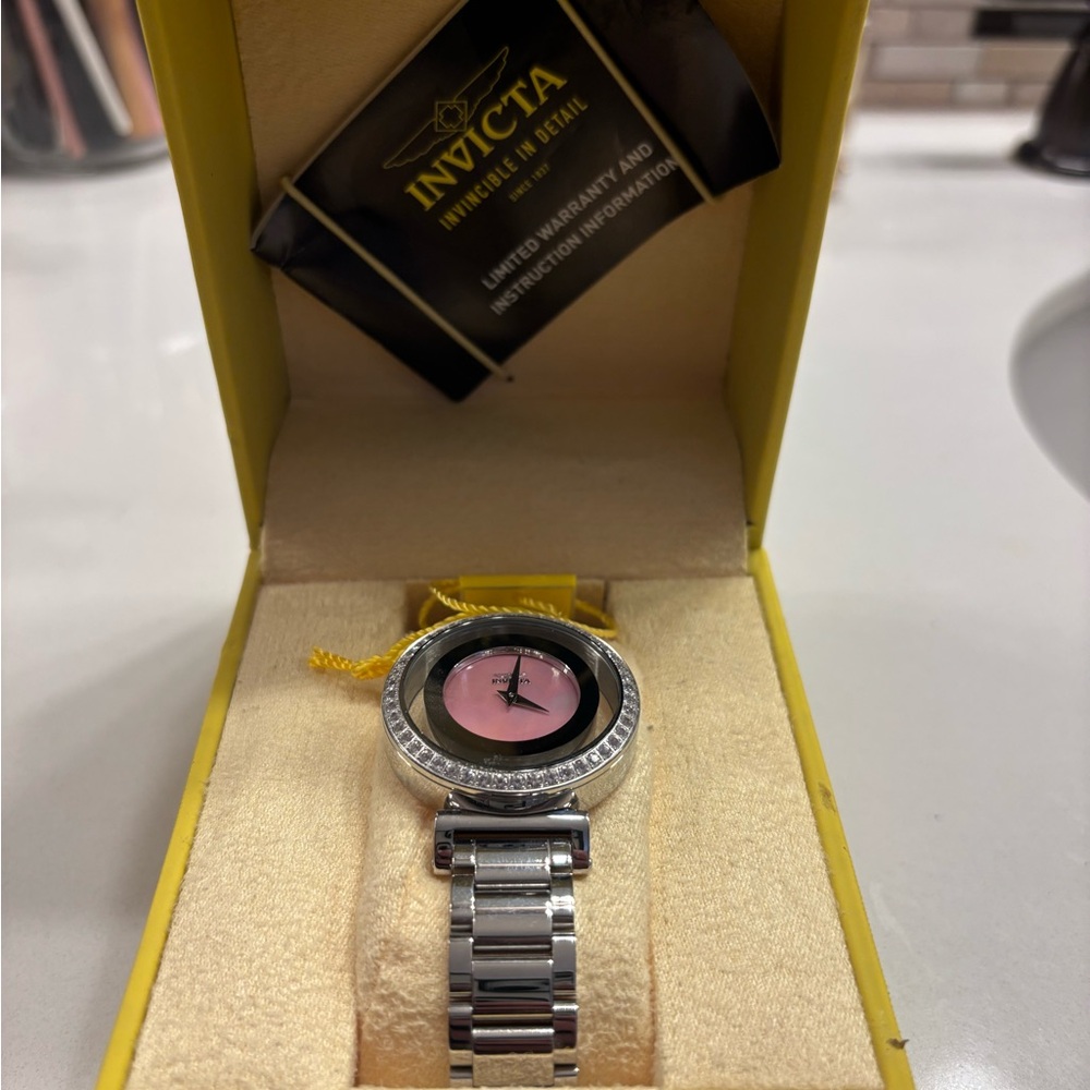 Brand new - never worn. Invicta Silver Watch with Pink Dial